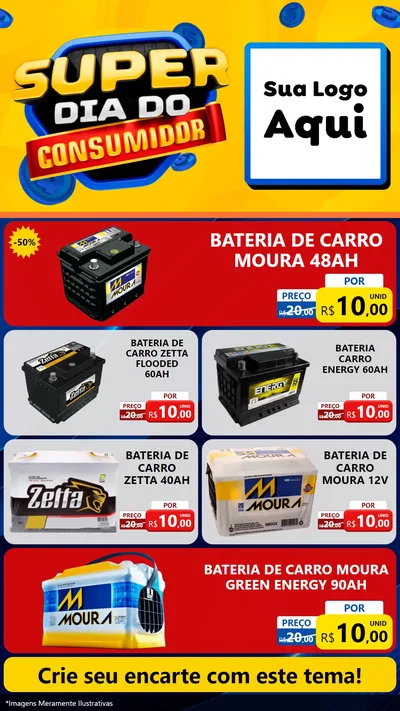 Modelo de TV para TV Vertical com o tema Super Dia do Consumidor para Baterias Elétricas