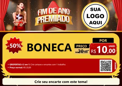 Modelo de Cartaz para Cartaz A4 Horizontal com o tema Fim de Ano Premiado para Brinquedos
