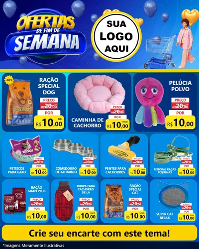 Modelo de Rede Social para Feed Instagram com o tema Ofertas de Fim de Semana para Pet Shop