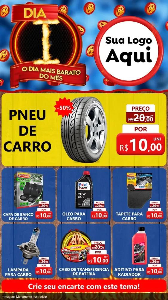 Modelo de Rede Social para Stories com o tema Dia I - O Dia Mais Barato Do Mês para Auto peças