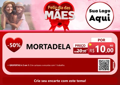Modelo de Cartaz para Cartaz A4 Horizontal com o tema Feliz Dia Das Mães para Frios e Laticínios