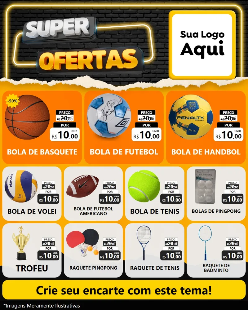 Modelo de Rede Social para Feed Instagram com o tema Super Ofertas para Artigos Esportivos