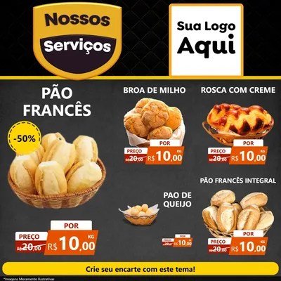 Modelo de Rede Social para Feed Facebook com o tema Nossos Serviços para Padaria