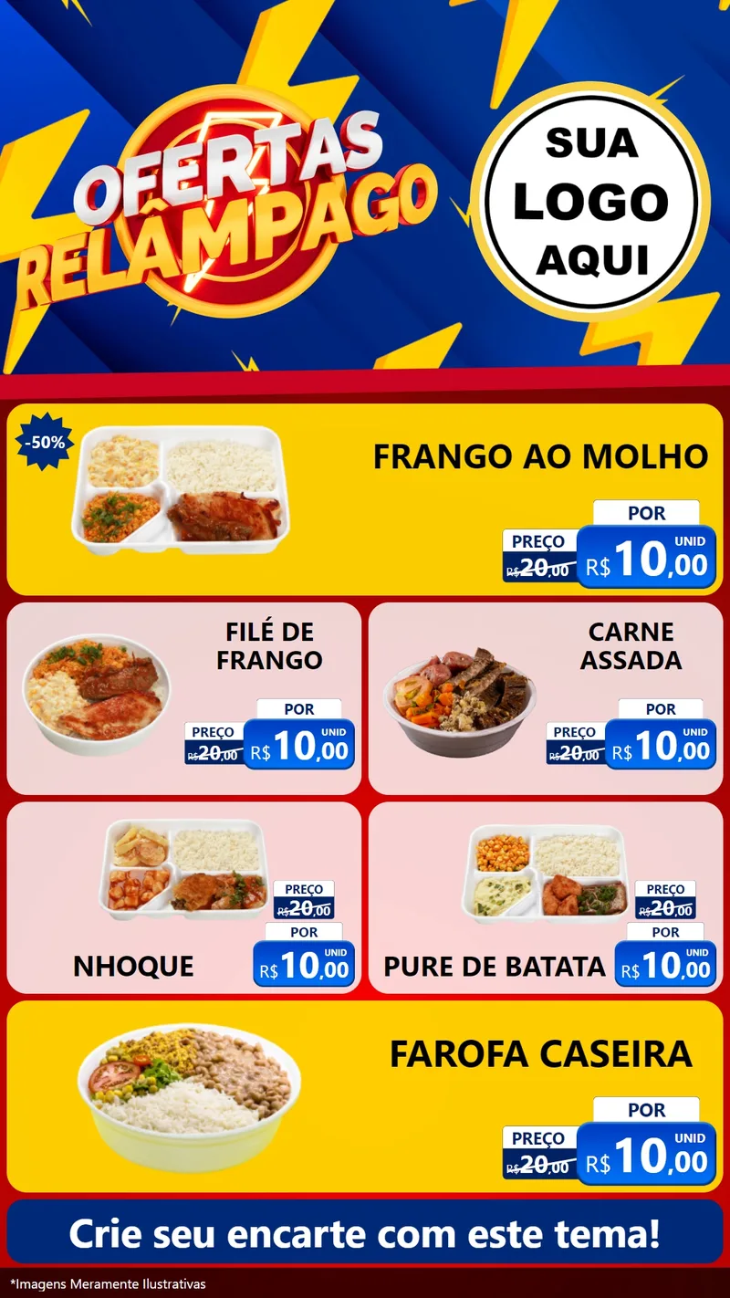 Modelo de TV para TV Vertical com o tema Ofertas Relâmpago para Restaurante