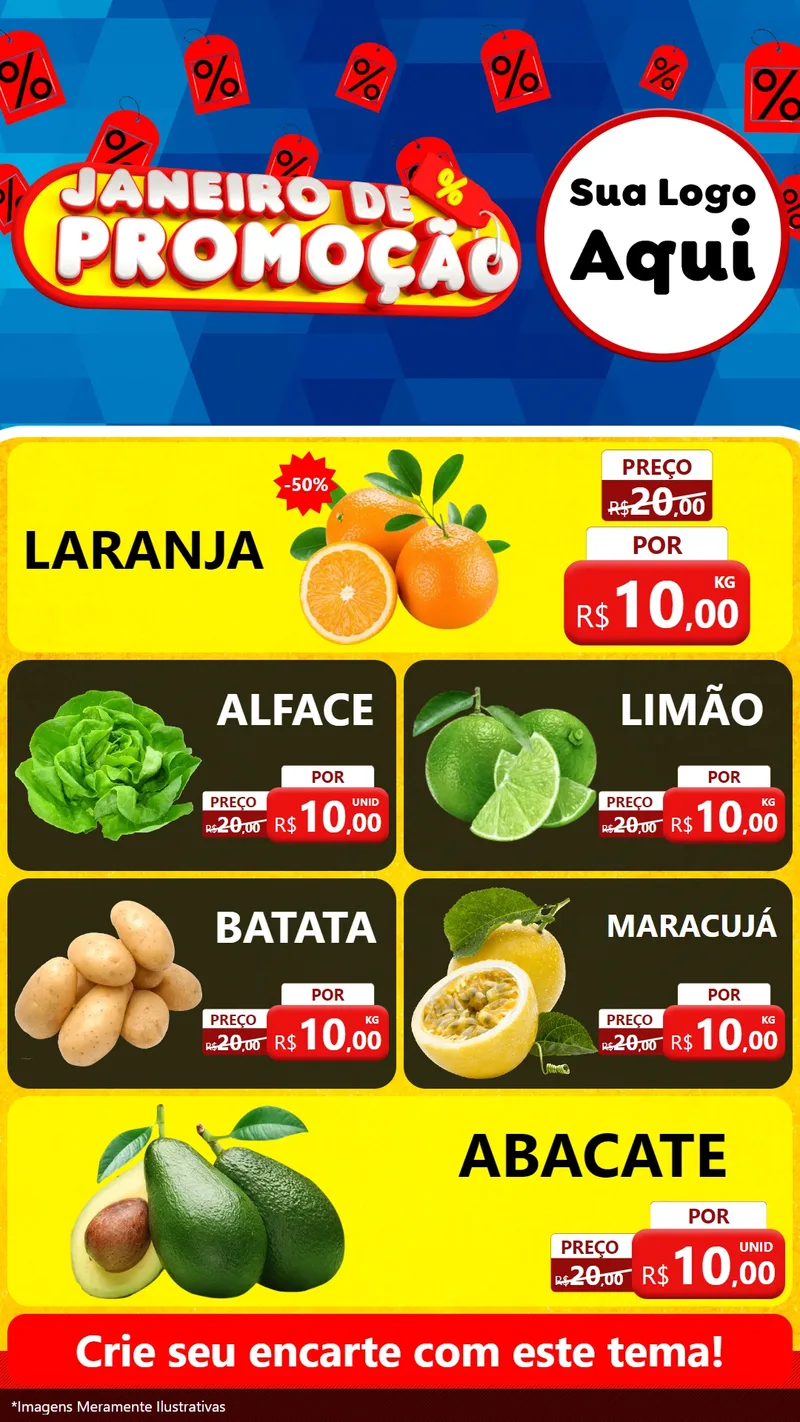 Modelo de TV para TV Vertical com o tema Janeiro de Promoção para Hortifrúti