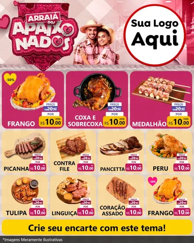 Modelo de Rede Social para Feed Instagram com o tema Arraiá dos Apaixonados - Junina para Assados