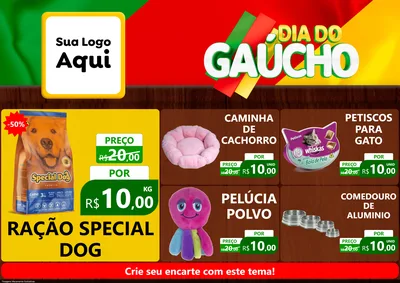 Modelo de Encarte para Encarte A4 Horizontal com o tema Dia do Gaúcho para Pet Shop