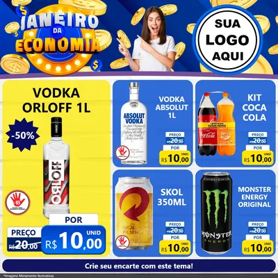 Modelo de Rede Social para Feed Facebook com o tema Janeiro da Economia para Distribuidora de bebidas