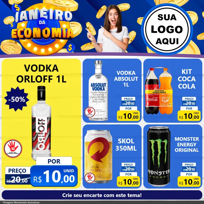 Modelo de Rede Social para Feed Facebook com o tema Janeiro da Economia para Distribuidora de bebidas