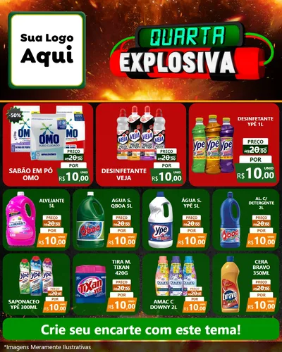 Modelo de Rede Social para Feed Instagram com o tema Quarta Explosiva para Produtos de Limpeza