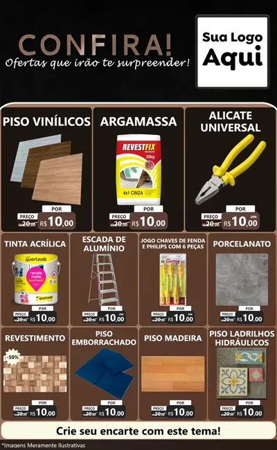 Modelo de Encarte para Encarte Grande com o tema Confira! Ofertas que irão te surpreender! para Material para Construção