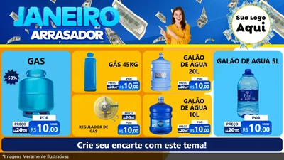 Modelo de TV para TV Horizontal com o tema Janeiro Arrasador para Água e gás