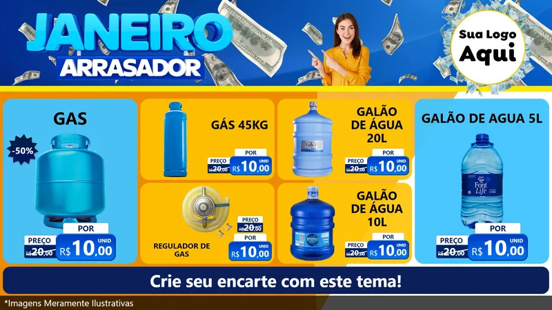 Modelo de TV para TV Horizontal com o tema Janeiro Arrasador para Água e gás