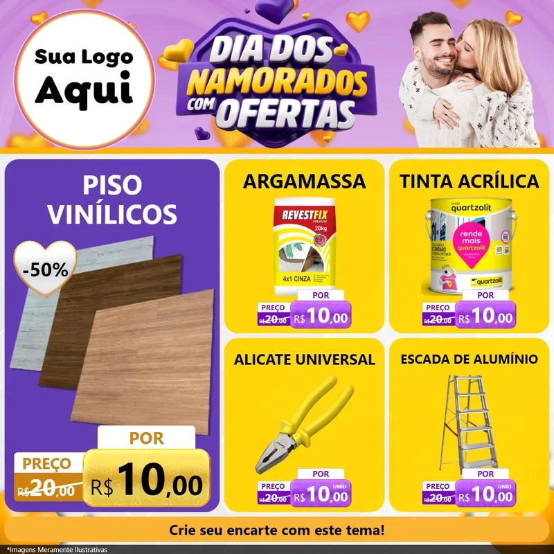 Modelo de Rede Social para Feed Facebook com o tema Dia Dos Namorados Com Ofertas para Material para Construção