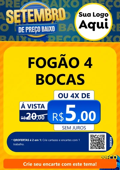 Modelo de Cartaz para Cartaz A4 Vertical com o tema Setembro De Preço Baixo para Móveis e Eletro