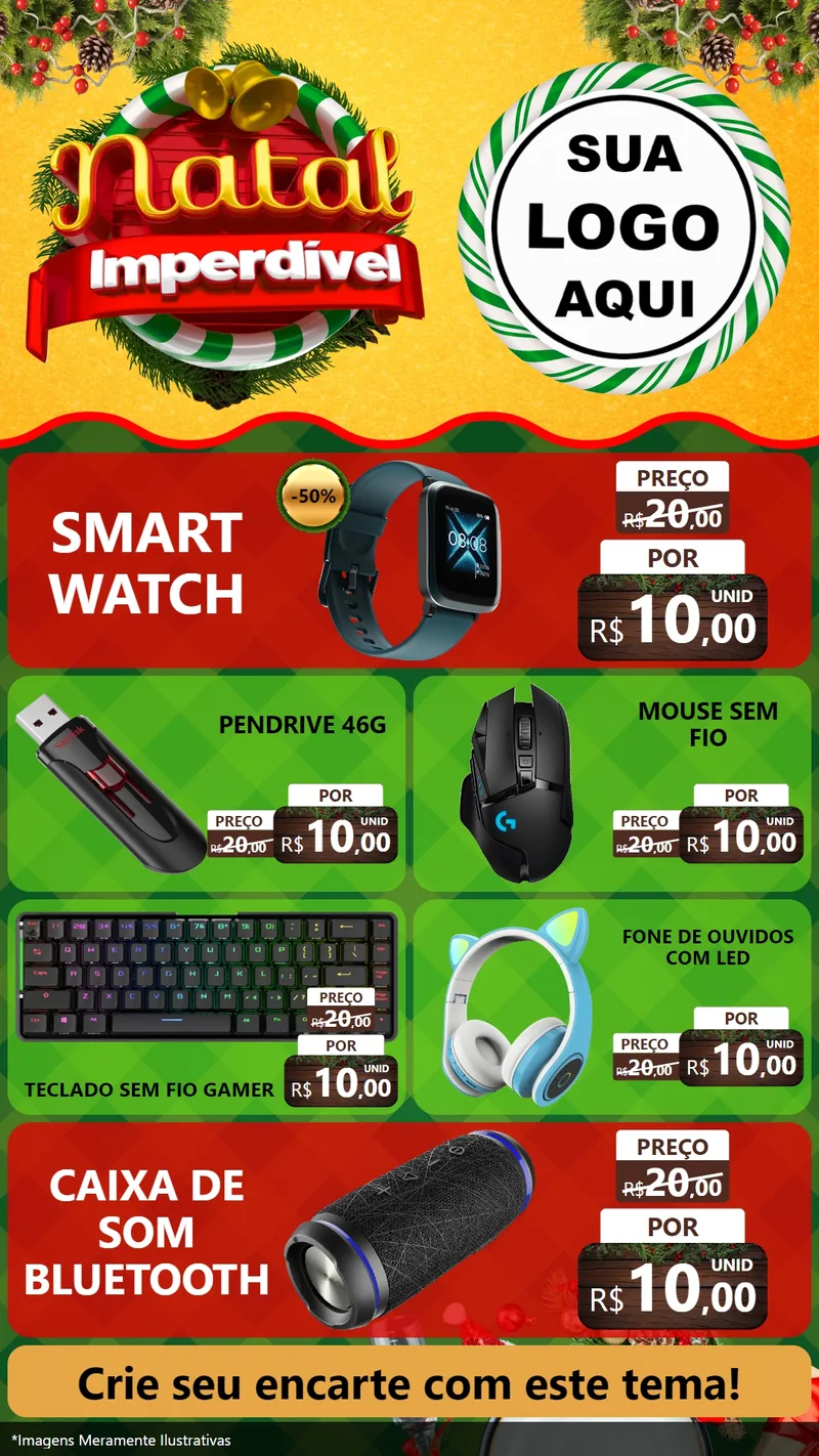 Modelo de TV para TV Vertical com o tema Natal Imperdível para Informática