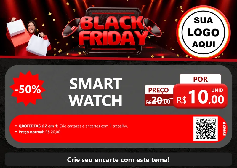 Modelo de Cartaz para Cartaz A4 Horizontal com o tema Black Friday para Informática