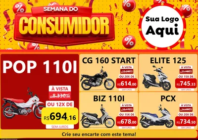 Modelo de Encarte para Encarte A4 Horizontal com o tema Semana do Consumidor para Concessionaria de Motos