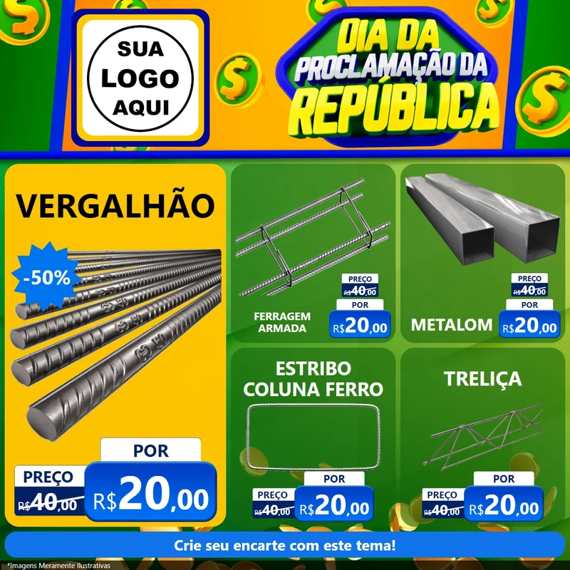 Modelo de Rede Social para Feed Facebook com o tema Dia Da Proclamação da República para Ferragens