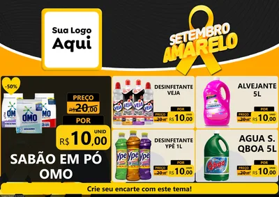 Modelo de Encarte para Encarte A4 Horizontal com o tema Setembro Amarelo para Produtos de Limpeza