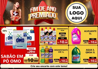 Modelo de Encarte para Encarte A4 Horizontal com o tema Fim de Ano Premiado para Produtos de Limpeza