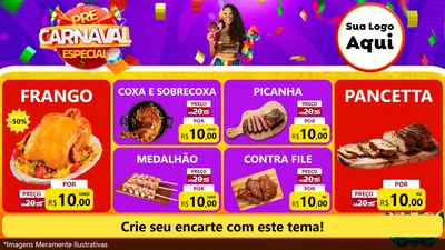 Modelo de TV para TV Horizontal com o tema Pré-Carnaval Especial para Assados