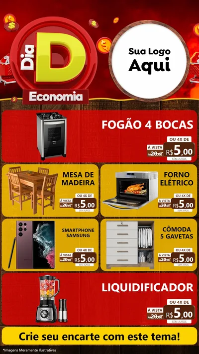 Modelo de TV para TV Vertical com o tema Dia D Economia para Móveis e Eletro