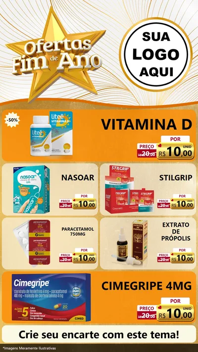 Modelo de TV para TV Vertical com o tema Ofertas Fim de Ano para Farmácia