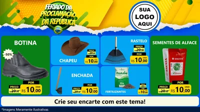 Modelo de TV para TV Horizontal com o tema Feriado da Proclamação da República para Agropecuária