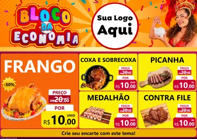 Modelo de Encarte para Encarte A4 Horizontal com o tema Bloco da Economia para Assados