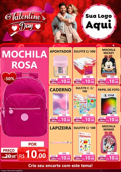 Modelo de Encarte para Encarte A4 Vertical com o tema Valentine's Day para Papelaria