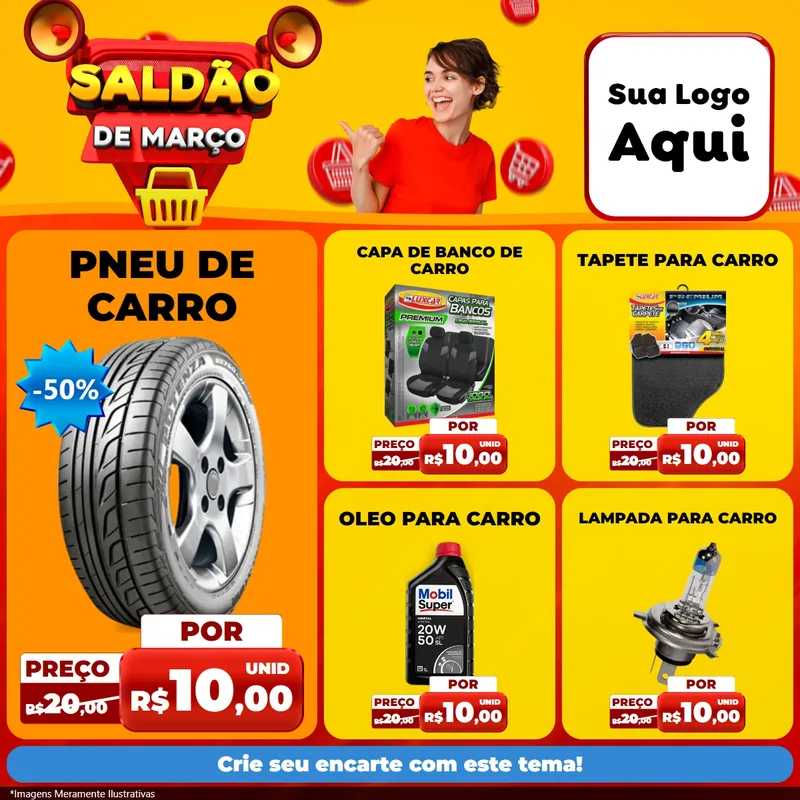 Modelo de Rede Social para Feed Facebook com o tema Saldão de Março para Auto peças