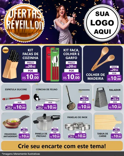 Modelo de Rede Social para Feed Instagram com o tema Ofertas de Réveillon para Utilidades Domésticas