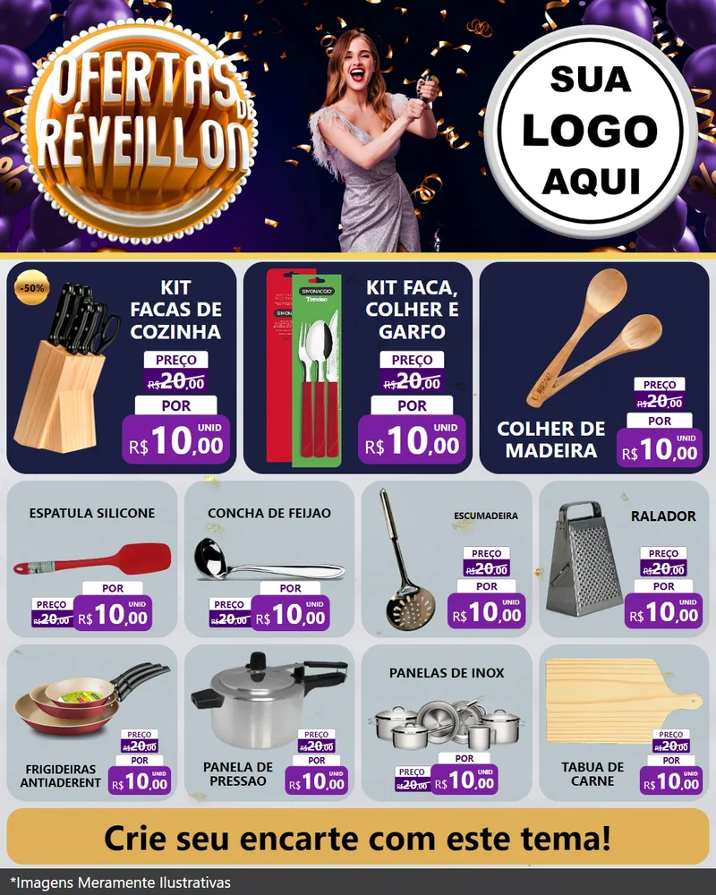 Modelo de Rede Social para Feed Instagram com o tema Ofertas de Réveillon para Utilidades Domésticas