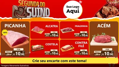 Modelo de TV para TV Horizontal com o tema Segunda do Suíno para Açougue