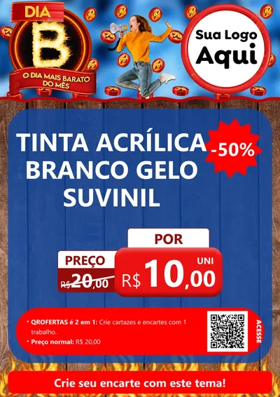 Modelo de Cartaz para Cartaz A4 Vertical com o tema Dia B - O Dia Mais Barato Do Mês para Tintas e Ferramentas