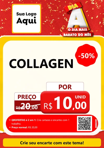 Modelo de Cartaz para Cartaz A4 Vertical com o tema Dia A o Dia Mais Barato do Mês para Suplementos alimentares