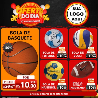 Modelo de Rede Social para Feed Facebook com o tema Oferta do Dia - Só hoje, Aproveite! para Artigos Esportivos