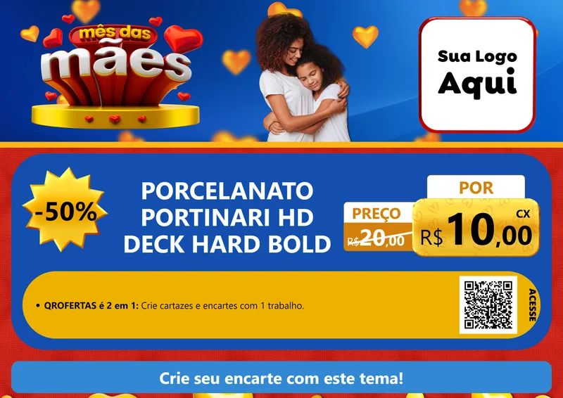 Modelo de Cartaz para Cartaz A4 Horizontal com o tema Mês das Mães para Pisos e revestimentos