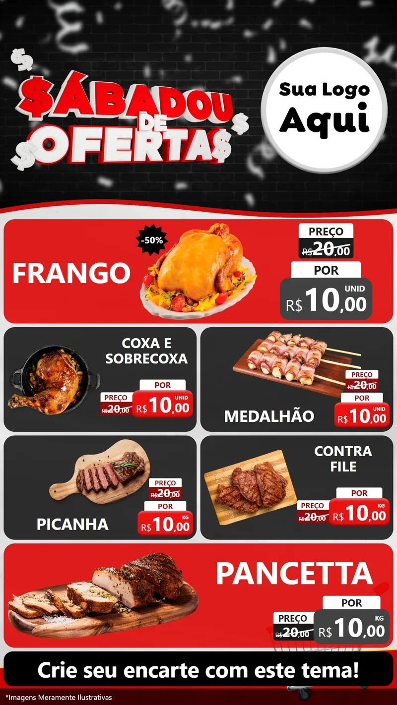 Modelo de TV para TV Vertical com o tema Sabadou de Ofertas para Assados