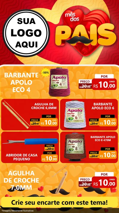 Modelo de TV para TV Vertical com o tema Mês Dos Pais para Armarinho e Aviamentos