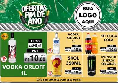 Modelo de Encarte para Encarte A4 Horizontal com o tema Ofertas Fim de Ano para Distribuidora de bebidas