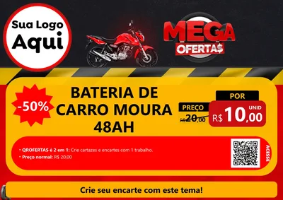 Modelo de Cartaz para Cartaz A4 Horizontal com o tema Mega Ofertas - Motopeças para Baterias Elétricas