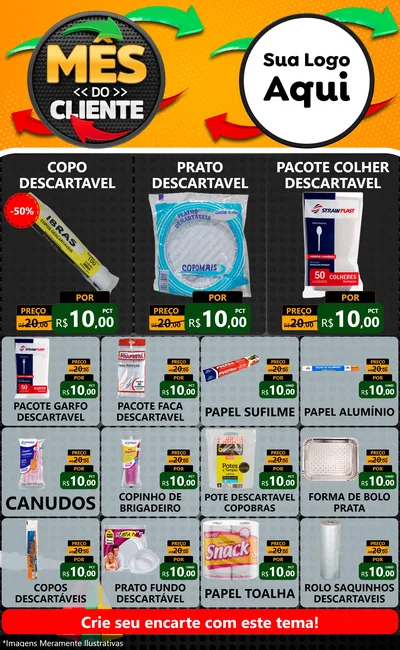 Modelo de Encarte para Encarte Grande com o tema Mês do Cliente para Embalagens