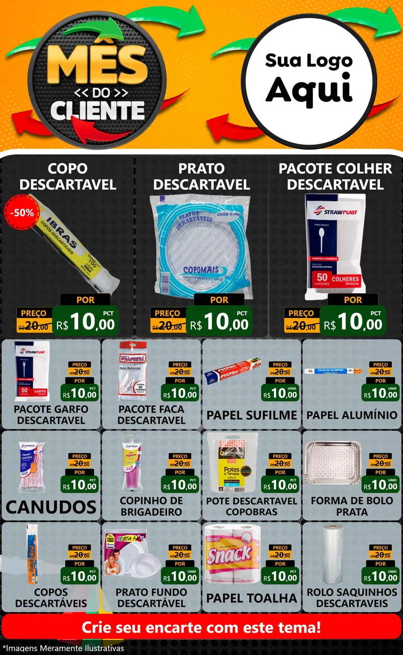 Modelo de Encarte para Encarte Grande com o tema Mês do Cliente para Embalagens