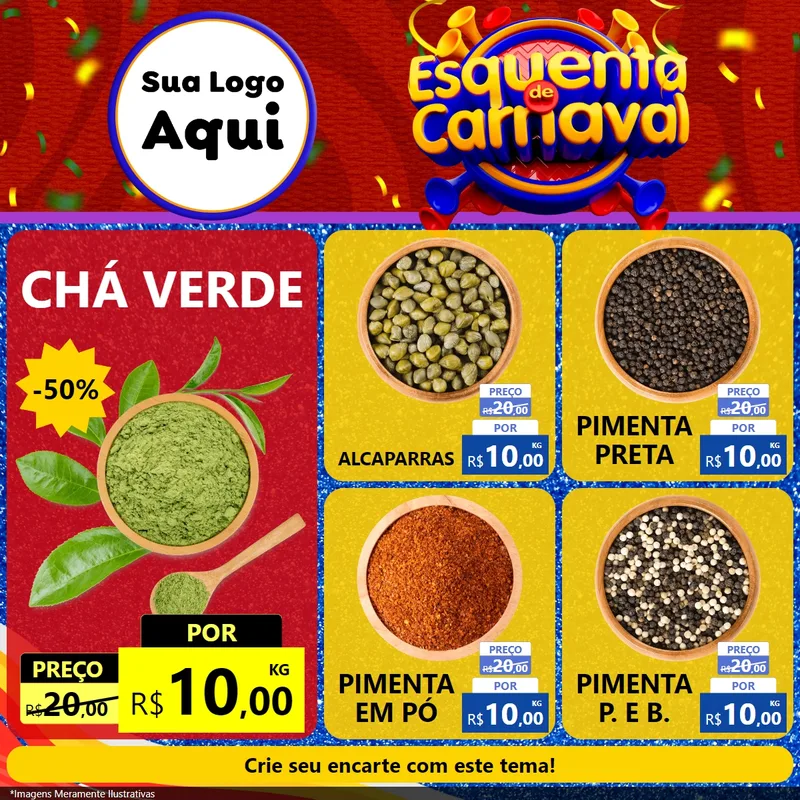 Modelo de Rede Social para Feed Facebook com o tema Esquenta de Carnaval para Produtos Naturais