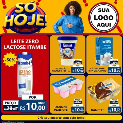 Modelo de Rede Social para Feed Facebook com o tema Só Hoje! para Frios e Laticínios