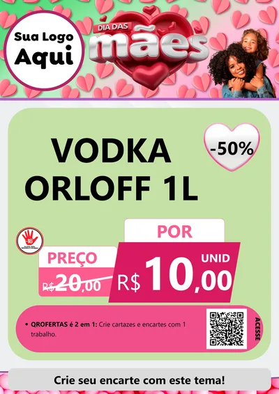 Modelo de Cartaz para Cartaz A4 Vertical com o tema Dia das Mães para Distribuidora de bebidas