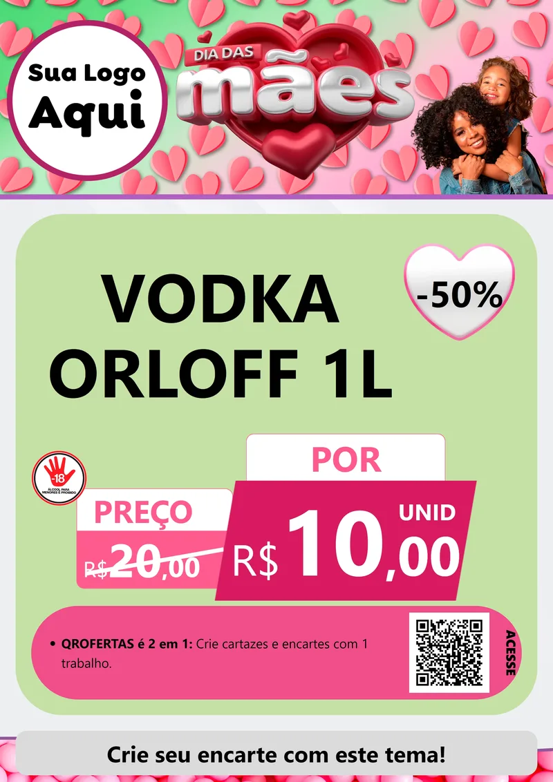 Modelo de Cartaz para Cartaz A4 Vertical com o tema Dia das Mães para Distribuidora de bebidas