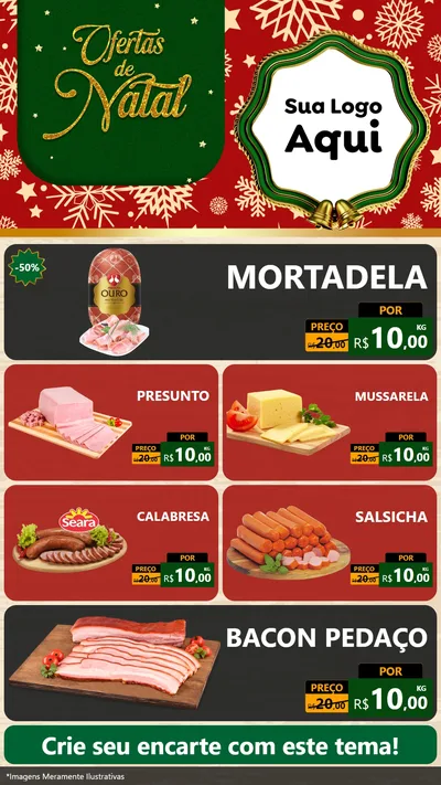 Modelo de TV para TV Vertical com o tema Natal de Ofertas para Frios e Laticínios